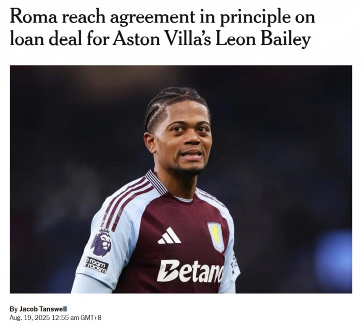 pg热门游戏-罗马2200万欧买断选项在列，利昂-贝利租借交易总价300万欧