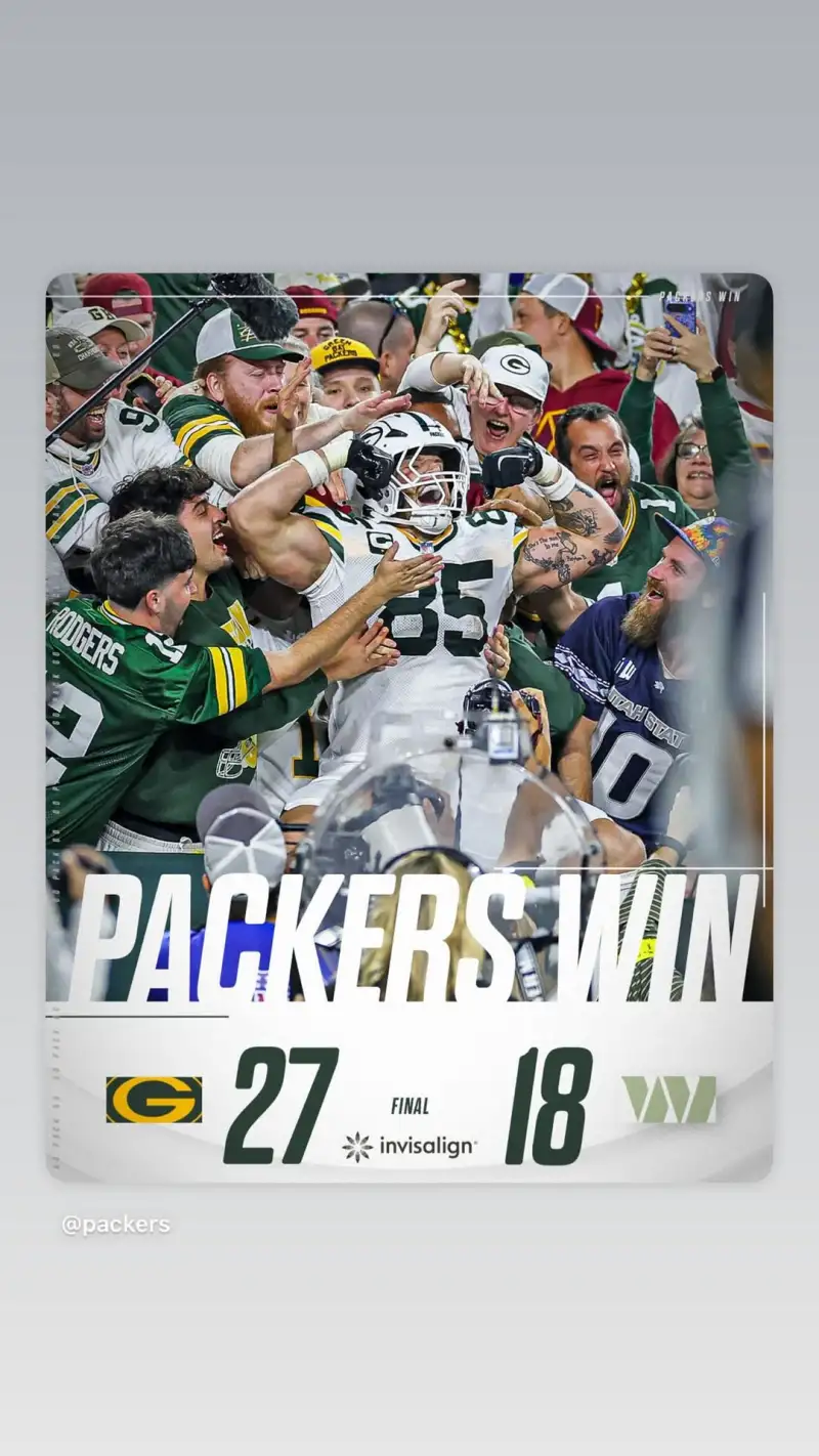 pg电子游戏-强势崛起！萨姆-豪瑟晒图庆祝NFL绿湾包装工队取胜